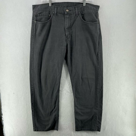 Levi's 505 Jeans Men's Sz 36x32 Gray Regular Fit Straight Leg Mid-Rise Denim - Picture 1 of 10